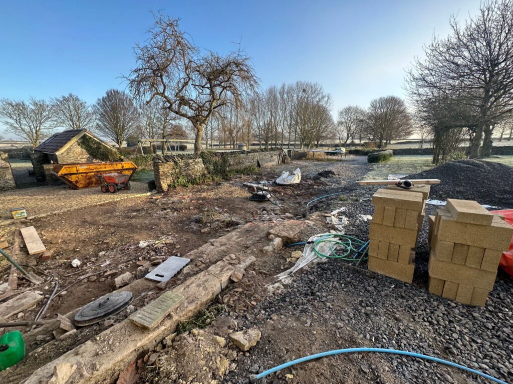 Demolished site before landscaping project
