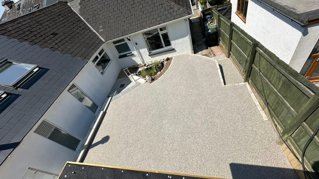 Birds eye view of resin bound surfacing project