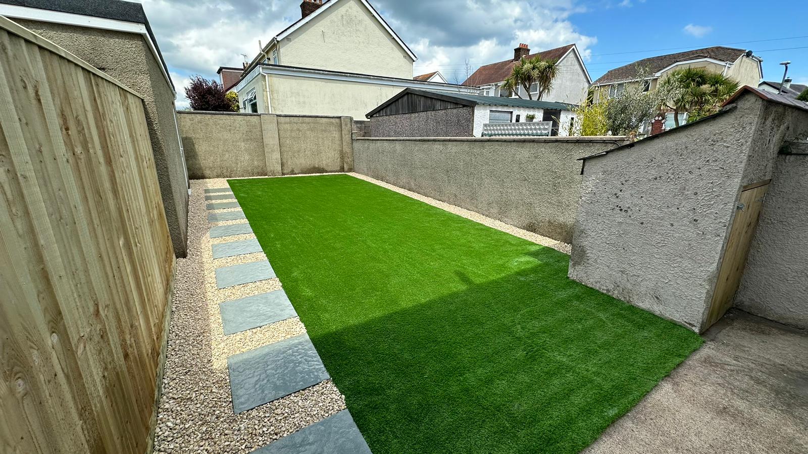 Artificial grass installed over former concrete garden