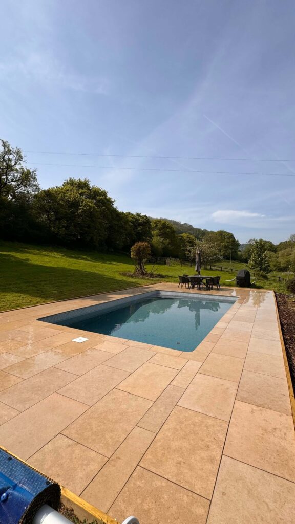 Pool surround with new slab installation