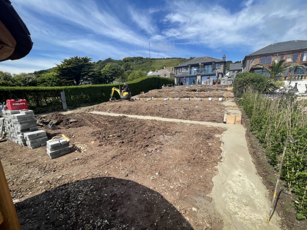 Groundwork and landscaping preparation for garden renovation