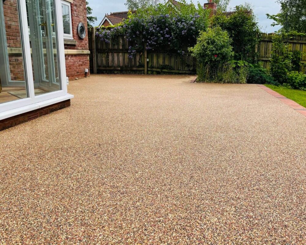 Resin bound patio surfacing in garden outdoor space