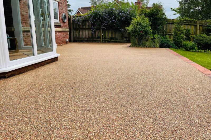 Resin bound patio surfacing in garden outdoor space