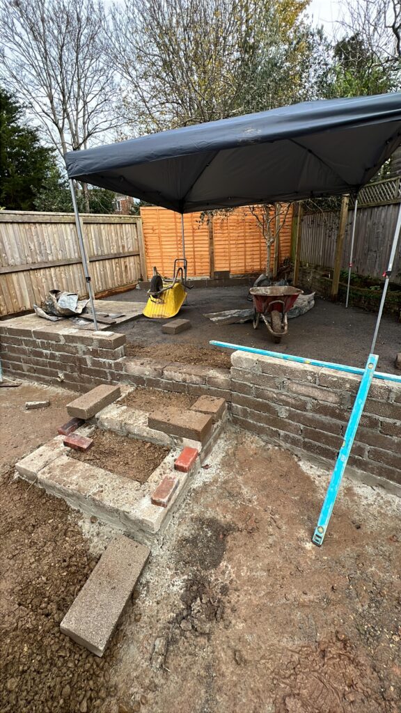 garden build brick retaining wall construction exeter