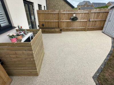 resin patio with air source eat pump cover