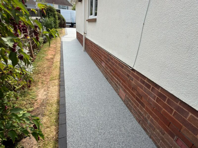 finished grey resin path with border
